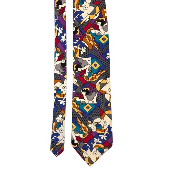 Romero Britto Tie Mens Multicolor Abstract Art Necktie Neo Pop Art Egyptian Cat - Picture 5 of 8